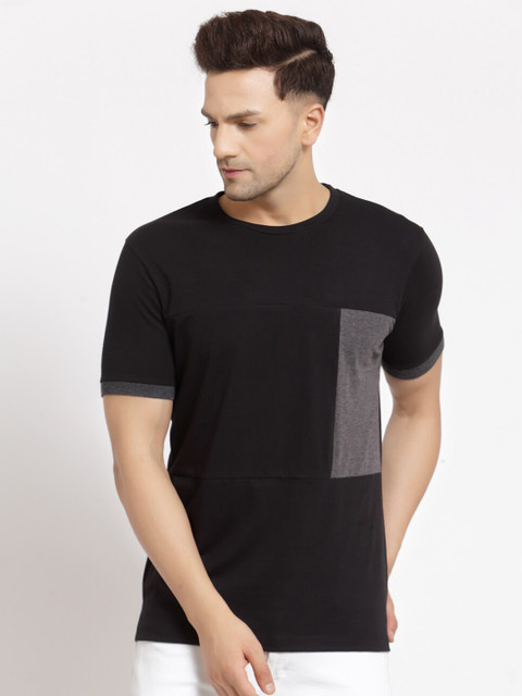 

Kalt Men Black & Grey Colourblocked T-shirt