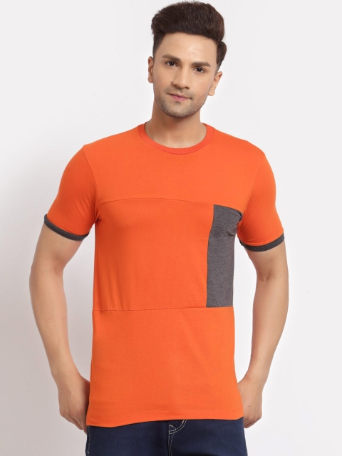 

Kalt Men Orange Colourblocked T-shirt