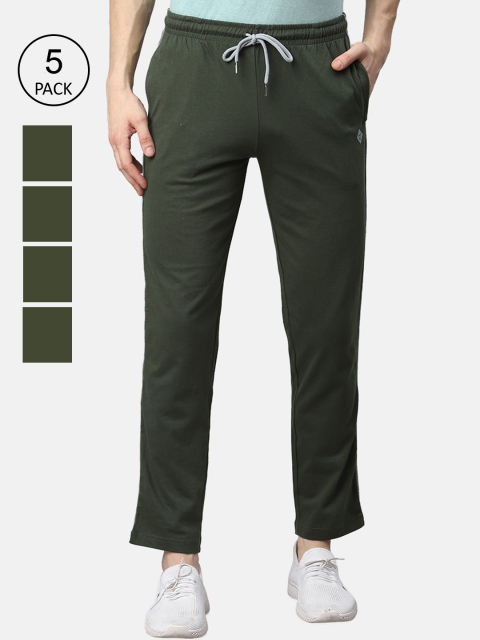 

Almo Wear Men Pack Of 5 Solid Cotton Track Pants, Multi