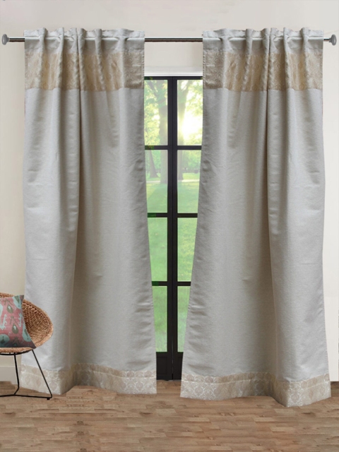 

ZEBA Off White & Gold-Toned Door Curtain