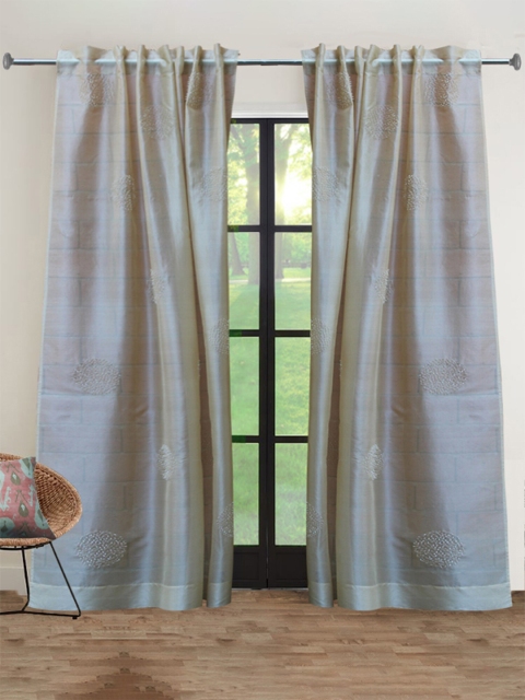 

ZEBA Gold-Toned Embroidered Sheer Organza Door Curtain