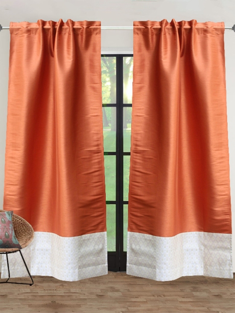 

ZEBA Orange & White Solid Door Curtain