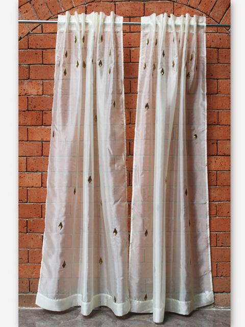 

ZEBA Off White & Black Geometric Door Curtain