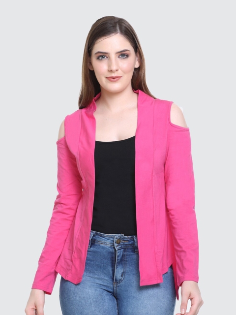 

Skidlers Women Pink Solid Open Front Shrug