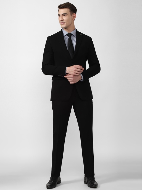 

Peter England Elite Men Black Solid Single Breasted Slim Fit 2 Piece Suits