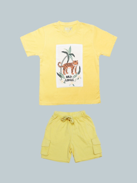 

GOJI Kids Yellow Printed Night Suit