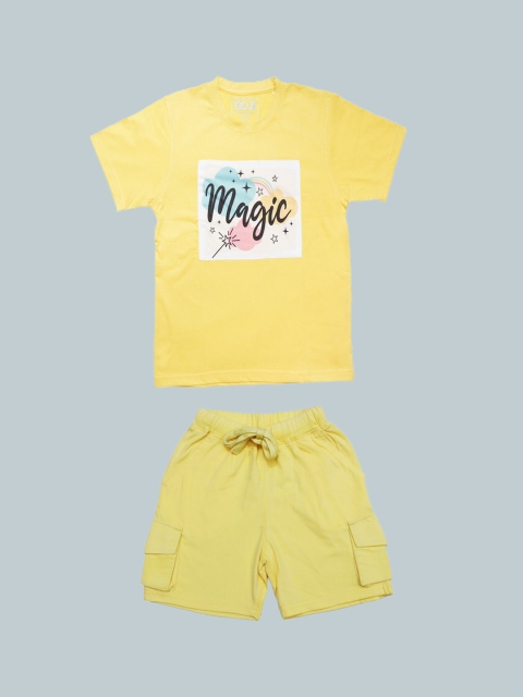 

GOJI Kids Yellow & White Printed Night suit
