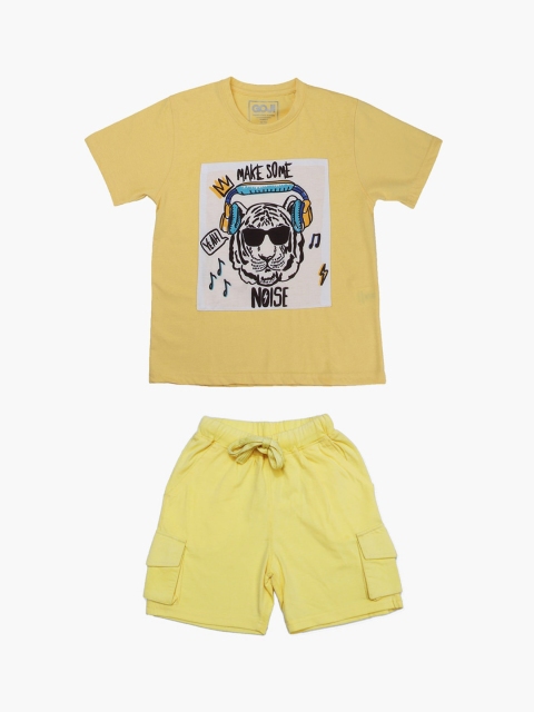 

GOJI Kids Yellow Printed Night Suit
