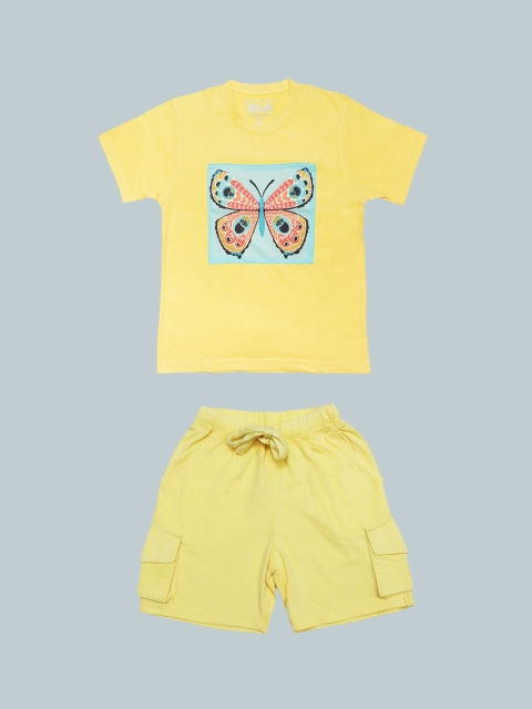 

GOJI Kids Yellow & Blue Printed Night suit