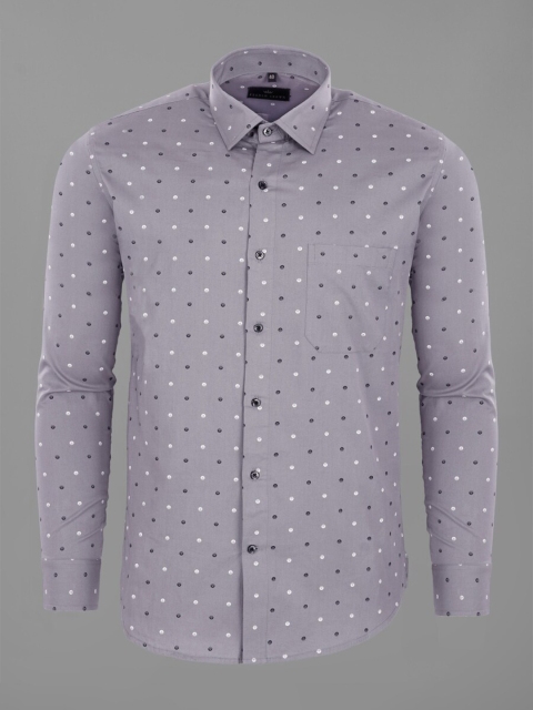 

FRENCH CROWN Men Grey Standard Printed Formal Shirt