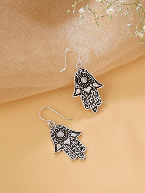 

kashwini Silver-Toned Contemporary Drop Earrings