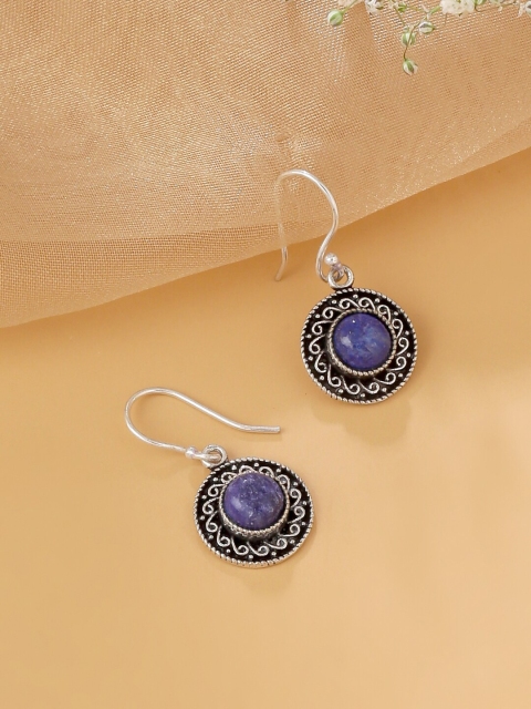 

kashwini Blue & Black Silver-Plated Contemporary Drop Earrings