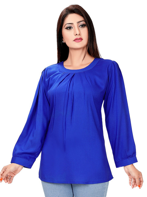 

Ayukti Blue Viscose Rayon Full Sleeved Tunic