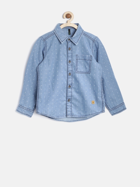 

Blue Printed Chambray Shirt