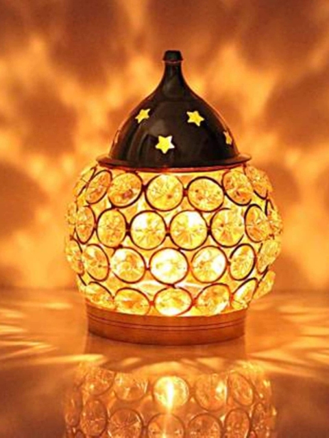 

Fashion Bizz Gold-Toned Textured Crystal Diya Stand
