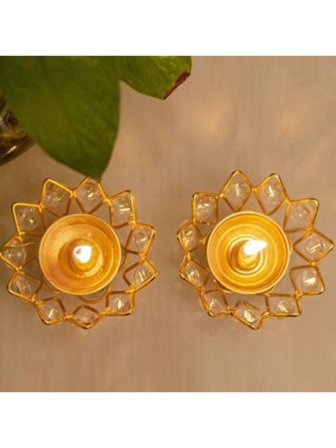 

Fashion Bizz Gold-Toned Brass Floral Diya