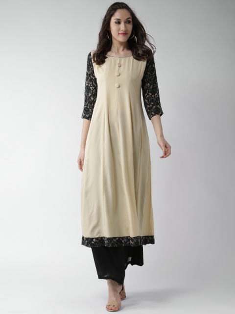 

GERUA Women Beige Solid A-Line Kurta