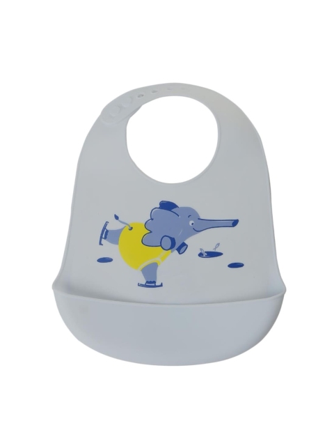 

GUCHIGU Infant Grey Printed Silicone 6 Loop Adjustable Bibs