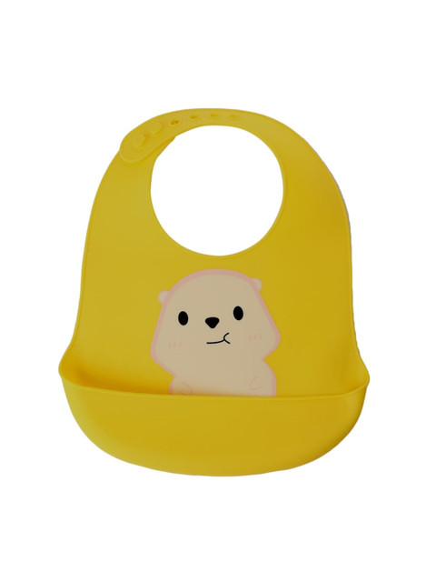 

GUCHIGU Infant Yellow & White Printed Silicon Bibs