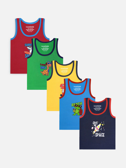 

Trampoline Kids Boys Pack Of 5 Printed Pure Cotton Innerwear Vests TRM-VST-112-5_4 - 5 YRS, Yellow