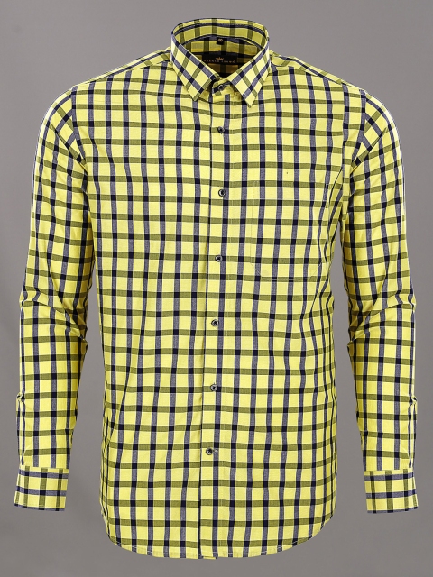 

FRENCH CROWN Men Yellow Standard Buffalo Checks Formal Shirt