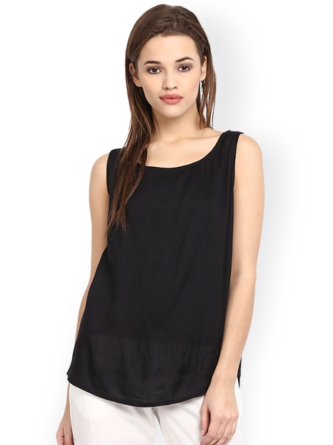 

MIWAY Women Black Solid Semi-Sheer Top