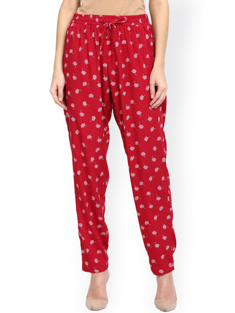 

MIWAY Women Red Printed Trousers