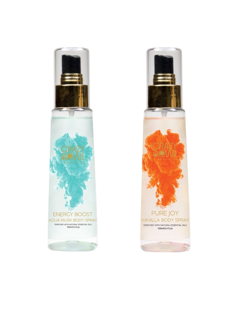 

CRAZY OWL Set Of 2 Aqua Musk & Vanilla Body Spray 100 ml Each, Blue