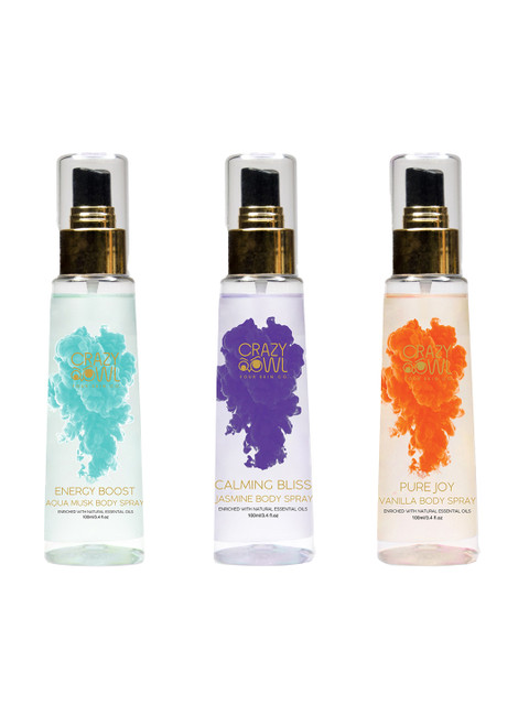 

CRAZY OWL Pack of 3 Aqua Musk, Jasmine and Vanilla Body Spray Combo-100 ml Each, Multi