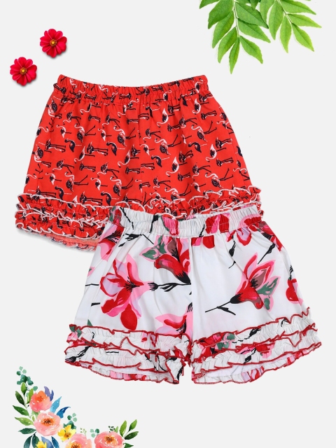 

Cutiekins Girls Red Floral Printed Shorts