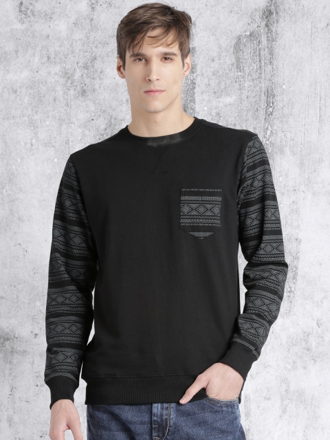 

Roadster Men Black Solid Sweatshirt