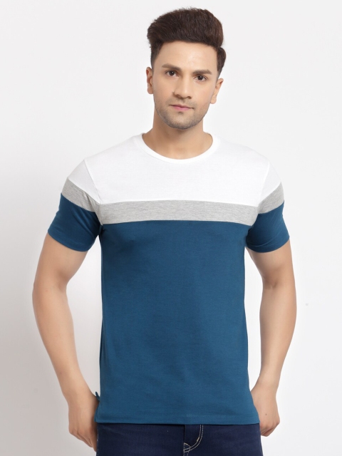 

Kalt Men Teal & White Colourblocked T-shirt