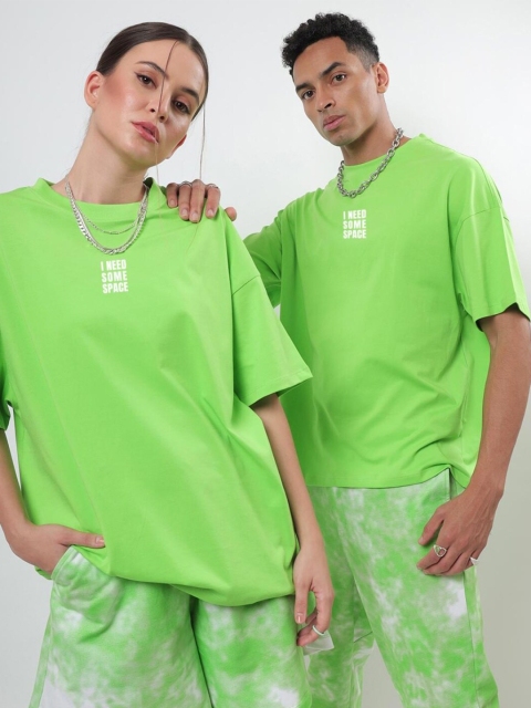 

Bewakoof Unisex Green Typography Printed Oversized T-shirt
