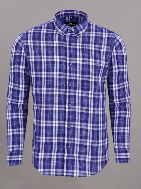 

FRENCH CROWN Men Blue Standard Tartan Checks Checked Formal Shirt