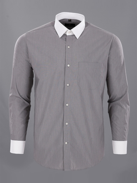 

FRENCH CROWN MOUNTAIN MIST GREY WHITE COLLAR PREMIUM COTTON STANDARD FORMAL SHIRT