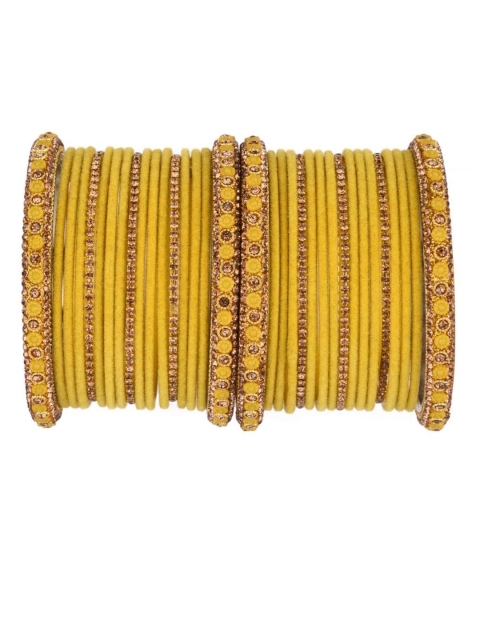 

Efulgenz Women Set Of 34 Yellow Embellished Bangles