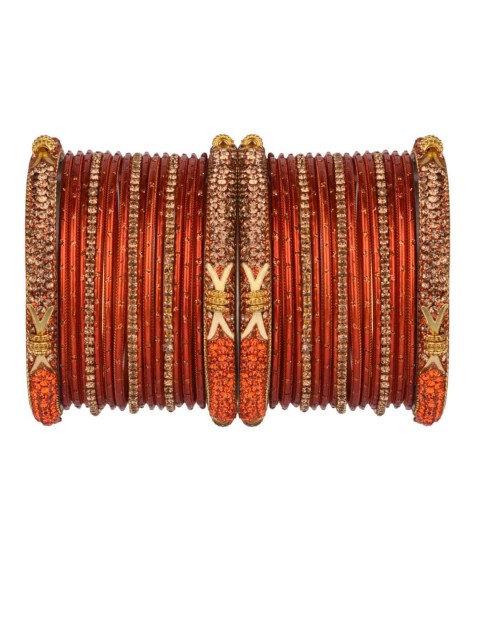 

Efulgenz 34 Pcs Orange Crystal Bangle Set