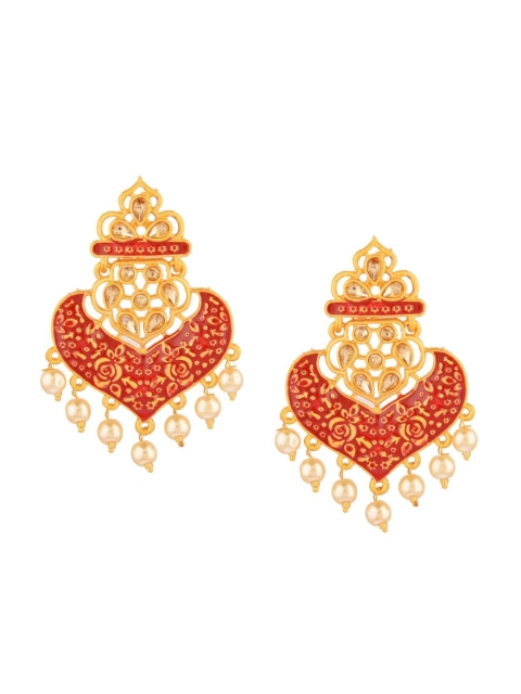 

Efulgenz Red Floral Drop Earrings