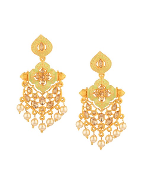 

Efulgenz Lime Green Floral Drop Earrings