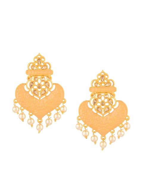 

Efulgenz Peach-Coloured Floral Chandbalis Earrings