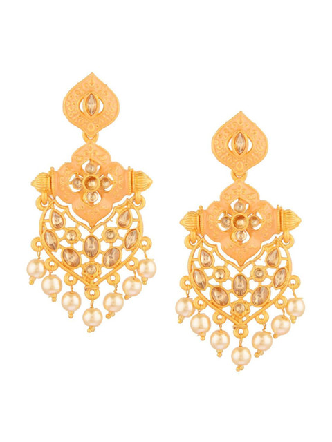 

Efulgenz Peach-Coloured Floral Drop Earrings