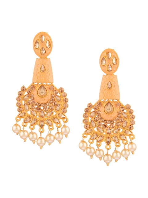 

Efulgenz Peach-Coloured Floral Jhumkas Earrings
