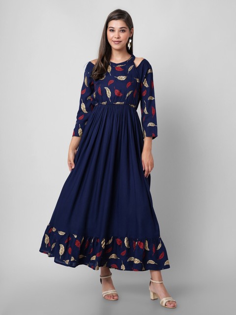 

PURSHOTTAM WALA Blue Floral Maxi Dress