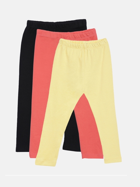 

Kryptic Girls Pack Of 3 Solid Pure Cotton Leggings, Black
