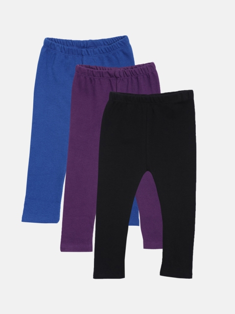 

Kryptic Infant Girls Pack of 3 Solid Pure Cotton Ankle-Length Leggings, Black