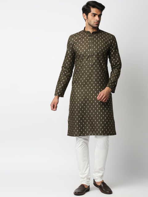 

MEWAR Men Grey Geometric Thread Work Kurta