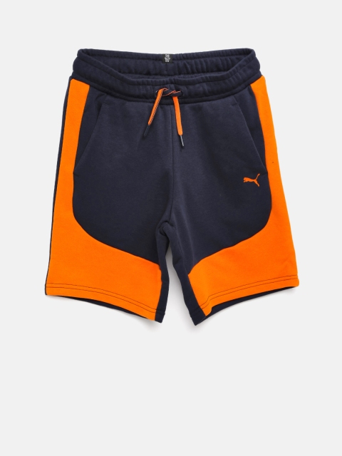 

Puma Boys Navy & Orange Style Bermudas Colourblocked Sweat Shorts, Navy blue