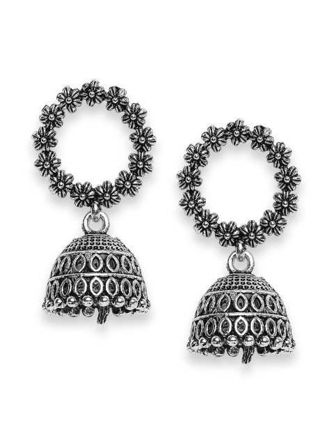 

SATCHEL Women Silver-Toned Contemporary Flower Jhumkas Earrings