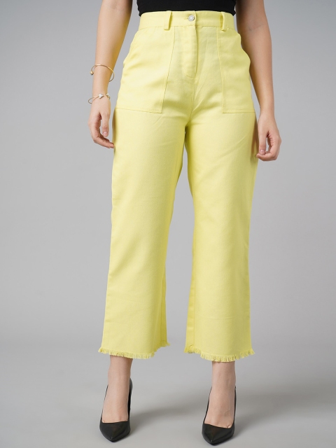 

DressBerry Women Yellow High-Rise Trousers