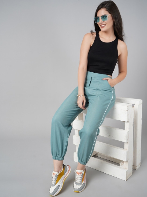 

DressBerry Women Green High-Rise Joggers Trousers